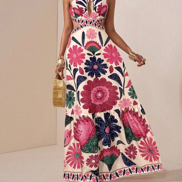 Hot Pink Boho Women's Dress - Picture 5 of 6